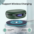 Wireless Earbuds, 90H Playtime Bluetooth Headphones, over Ear Buds with LED Display, Stereo Bass Earphones, Wireless Charging Case, IPX7