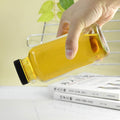 Encheng Vintage Water Bottles,Glass Drinking Bottles 16Oz,Square Beverage 500Ml with Lids for Kombucha,Tea,Glass Homemade Drinks,Travel Reusable