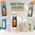 BLUEGO 64Oz Glass Water Bottles with 2 Lids Flip Lid and Spout Lid Half Gallon Water Bottle with Straw 2L Large Water Bottle with Time and