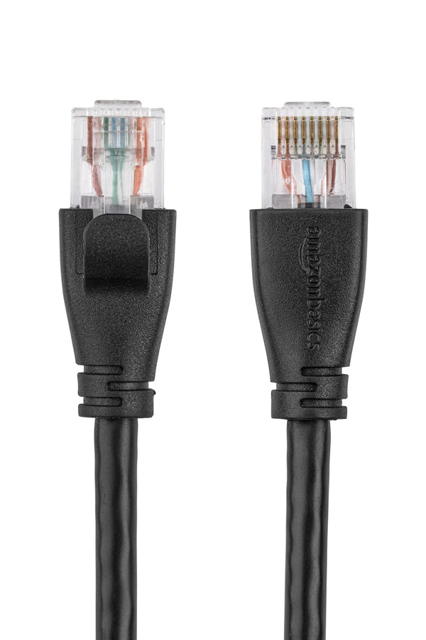 Amazon Basics RJ45 Cat 6 Ethernet Patch Cable, 1Gpbs Transfer Speed, Gold-Plated Connectors, 5 Foot - 10-Pack, Black