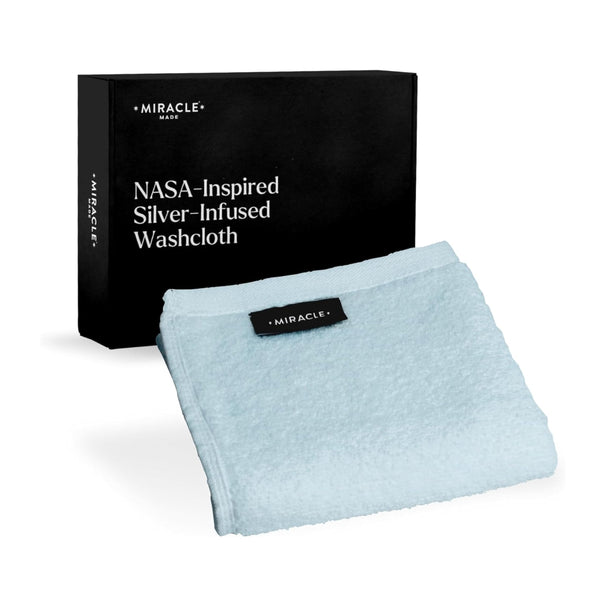 Miracle Made® Wash Cloth - Sky Bkue 13 X 13 Inches - Premium 100% Long Staple Silver Ion Cotton Bath Towel Cloth - Ultra Soft Plush Fade Resistant Highly Absorbent Quick Drying Bath Sheet