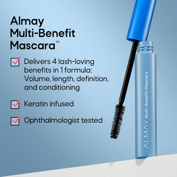 Almay Mascara, Volume, Length, Definition & Conditioning, Multi-Benefit Eye Makeup, Hypoallergenic and Fragrance-Free, 502 Black