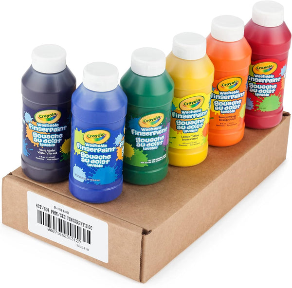 Crayola Washable Finger Paints (6Ct), Toddler Paint Set, Nontoxic Finger Paint for Kids, Arts & Crafts Supplies for Toddlers, Easter Basket