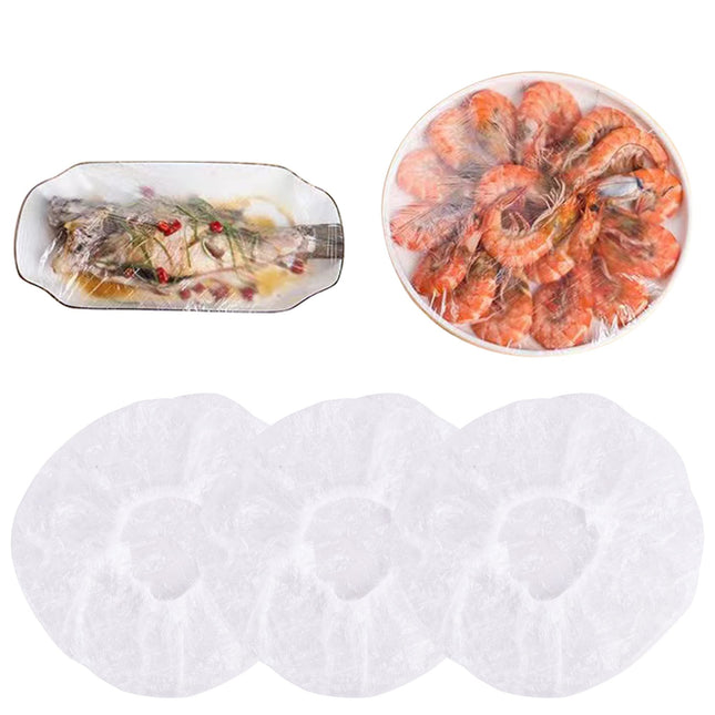Plastic Bowl Covers Reusable, Food Cover for outside Pack of 200, Fresh Keeping Bags, Plastic Wrap Stretch with Elastic 