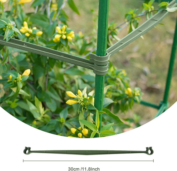 30PCS Stake Arms for Tomato Cage?Expandable Trellis Connectors-11.8" with 2 Buckles for Tomato Cage Attach 11Mm Diameter Plant Stakes