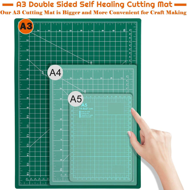 Anezus Self Healing Sewing Mat, 12Inch X 18Inch Rotary Cutting Mat Double Sided 5-Ply Craft Cutting Board for Sewing Cra