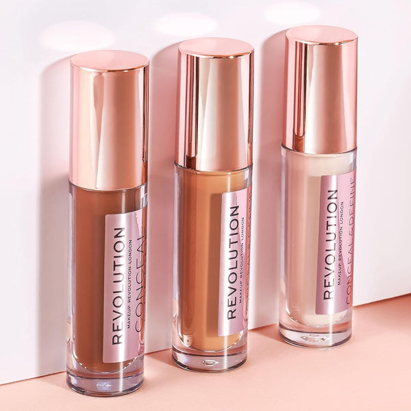 Makeup Revolution Conceal & Define Foundation, Cream Foundation Makeup, Full Coverage, for Medium Skin Tones, Vegan & Cruelty-Free, F7, 23Ml