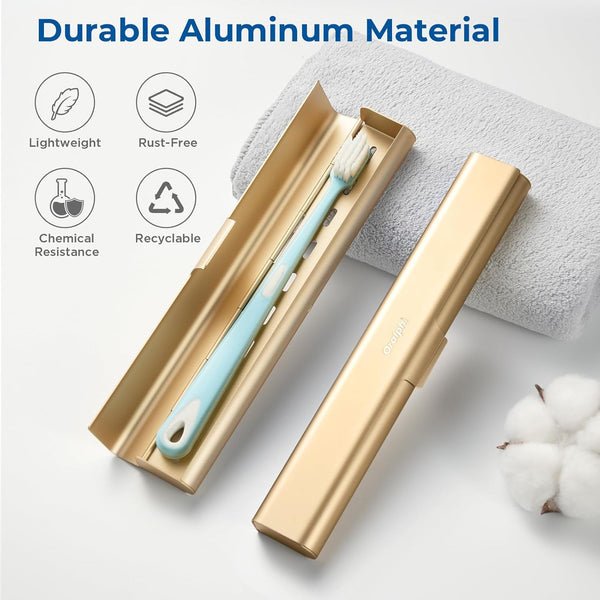Aluminum Toothbrush Travel Case, Portable Travel Toothbrush Holder, Durable Manual Toothbrush Box Container for Traveling, Bathroom, Camping,