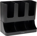 Mind Reader 6 Compartment Upright Breakroom Coffee Condiment and Cup Storage Organizer, Black