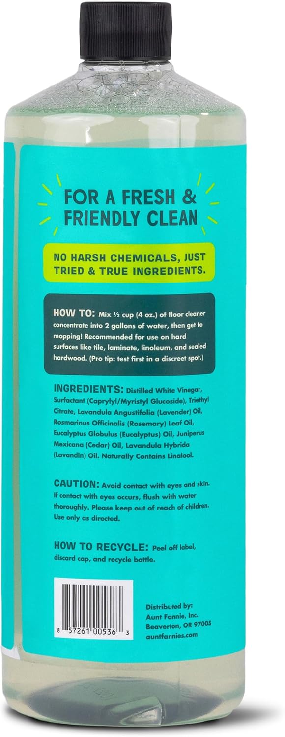 Aunt Fannie'S Ultra Concentrated Floor Cleaner Vinegar Wash, Multi-Surface Floor Cleaner for Mopping, Makes 16 Gallons, Eucalyptus Scent, 32 Oz.