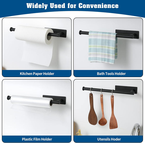 Theaoo Paper Towel Holder - under Cabinet Paper Towel Holder for Kitchen, Adhesive Paper Towel Roll Rack for Bathroom Towel, Wall Mounted Matte