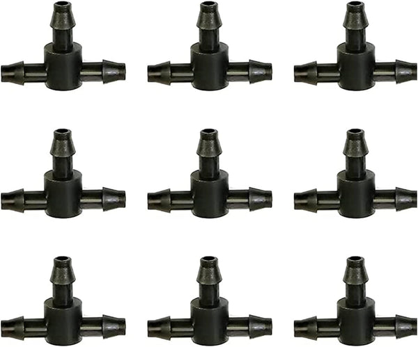 50 Pcs Drip Irrigation Universal Connector 1/4 Inch Barbed Tee Tubing