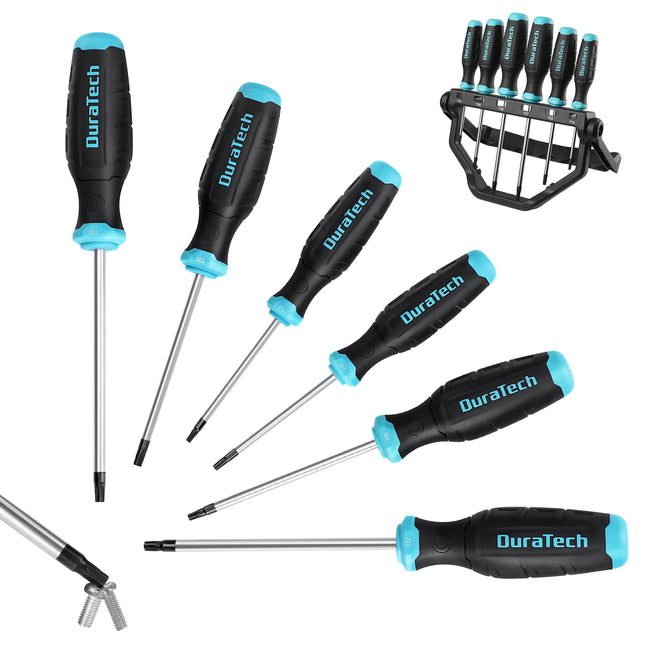 DURATECH 6-Piece Magnetic Screwdrivers Set, 3 Phillips and 3 Flat Head S2 Steel Screwdriver Set with 180Â° Rotating Stor