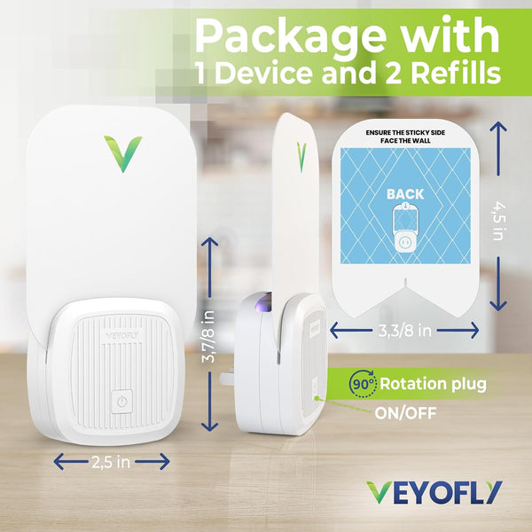 VEYOFLY Fly Catcher Indoor, Fly Trap Indoor, (1 Device + 3 Refills) Fruit Fly Traps for Indoors, Gnat Traps for House Indoor, Bug Killer, Fly