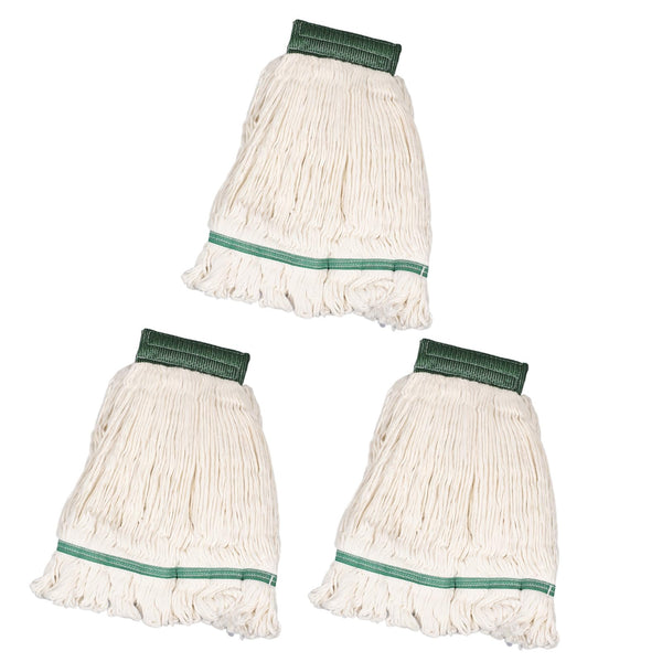 Heavy Duty Commercial Mop Head Replacement, Wet Industrial Cotton Looped End String Cleaning Mop Head Refill, 3Packs