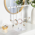 Jewelry Stand Necklace Holder, Acrylic Jewelry Display Holder, Necklace and Bracelet Hanging Organizer, Clear 2-Tier Tower Stand for Bangles,