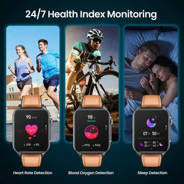 Smart Watch for Men Fitness Tracker: 1.96" Military Smartwatches with Bluetooth Call Three Lights Flashlight Watch Compatible Android Ios Phone