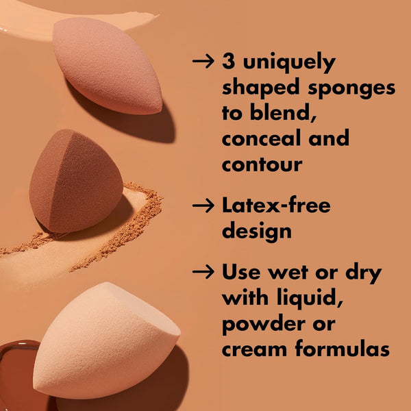 E.L.F. Total Sponge Set, Multi-Use Makeup Sponge Set for Flawless Blending, Great for Powder or Liquid Concealer & Foundation, Vegan & Cruelty-Free