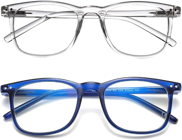 Blue Light Glasses 99% Blue Light Blocking Computer Glasses anti Glare 400 UV & Eye Strain Fake Square for Men Women