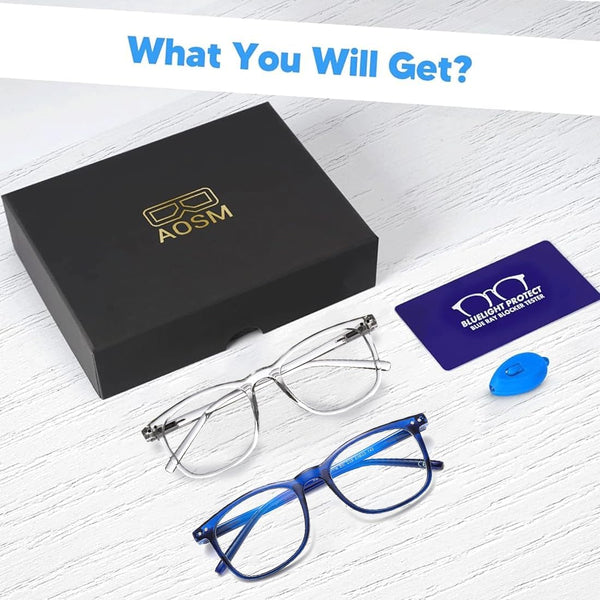 Blue Light Glasses 99% Blue Light Blocking Computer Glasses anti Glare 400 UV & Eye Strain Fake Square for Men Women