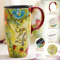 CEDAR HOME Coffee Ceramic Mug Porcelain Latte Tea Cup with Lid 17Oz. Enjoy Life