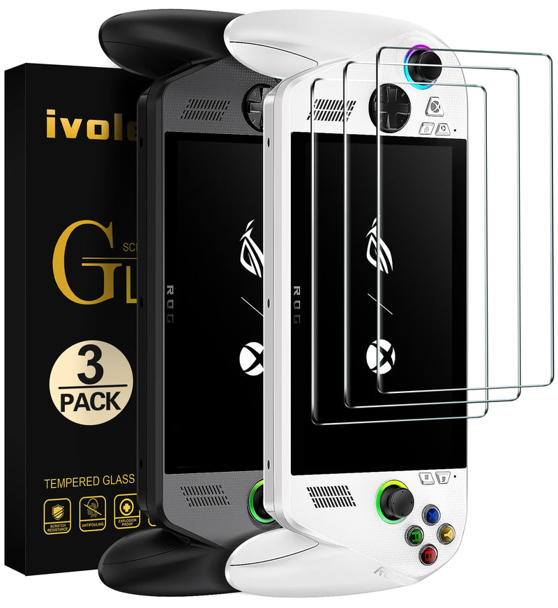 Ivoler 3-Pack Tempered Glass Screen Protector for ASUS ROG Ally/Asus ROG Ally X 7'' 2024/ MSI Claw A1M 2024 Gaming Handheld 7 Inch 2023,