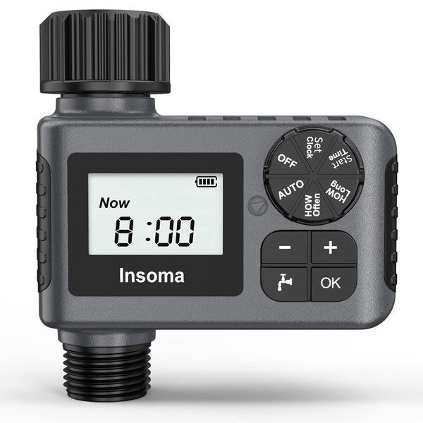 Outdoor Garden Hose Faucet Timers, Programmable Water Sprinkler Timer with Rain Delay/Manual/Automatic Drip Irrigation and Lawn Watering System