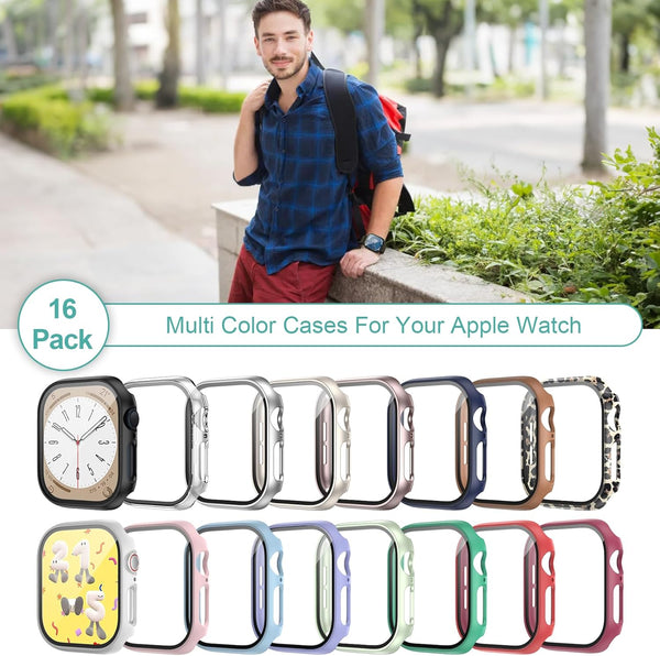 COMMUTER [16 Pack] for Apple Watch Series 10 42Mm Screen Protector, (2024 New) Hard PC Ultra-Thin Protective Face Cover Built-In Tempered Glass
