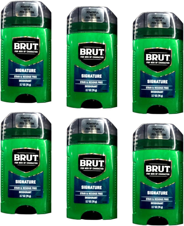 Brut Deodorant Original Fragrance 2.7 Oz / 76 G (Pack of 6)
