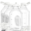 Syntic 4 Pack 2 Qt Glass Milk Bottles with Handle and Airtight Reusable Screw Lids, 1/2 Gal Glass Water & Juice Bottles, 64 Oz Milk Jug Pitcher W
