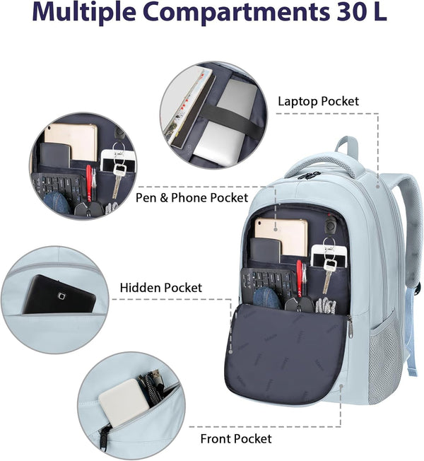 MATEIN Laptop Backpack Women, 17 Inch Big Work Bags with USB Charging Port for Nurses, Water Resistant Travel Backpack TSA Approved, Stylish