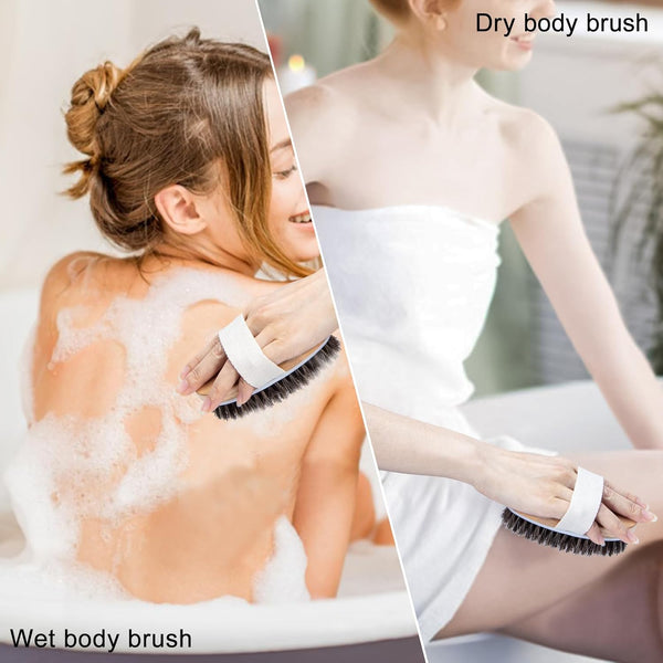 Dry Brushing Body Brush, Natural Horsehair Body Brush for Lymphatic Drainage, Cellulite and Blood Circulation, Dry Skin Exfoliating Brush Body
