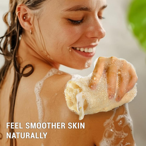 Natural Vietnamese Loofah Sponge, 100% Plant-Based Luffa Exfoliating Body Scrubber for Shower, Multi-Functional for Kitchen, Ideal for Men &
