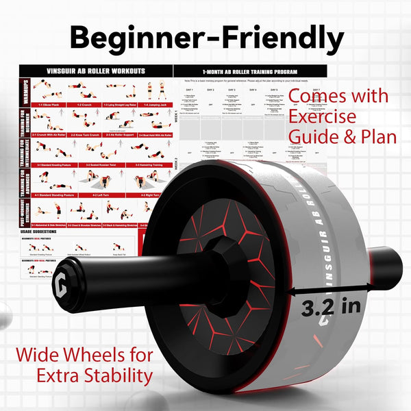 VINSGUIR Ab Roller Wheel, Abs & Core Workout Equipment for Home Gym with Knee Pad Accessories, Abdominal Wheel for Full-Body Strength Training