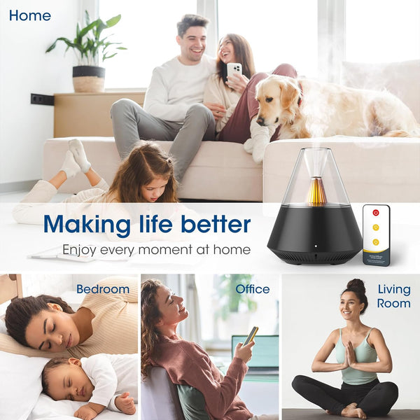 Essential Oil Diffuser, Modern Style Aroma Diffusers with Candle Light Remote Control, USB Powered 150Ml Ultrasonic Cool Mist Aromatherapy for