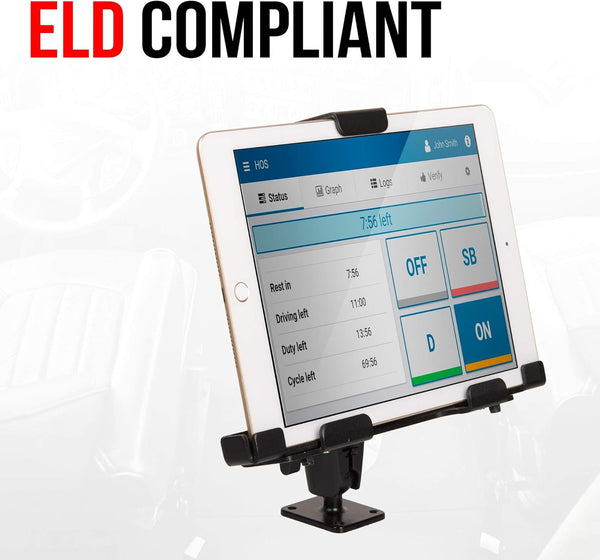 Tackform Metal Locking Tablet Mount for Car, Truck or Semi [ELD Ready] Heavy Duty Drill Base -Compatible with Ipad, Galaxy and Other Tablets with