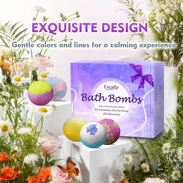 Bath Bombs for Women, 20 Pcs Handmade Bubble Bathbombs Gift Set, Shea & Coco Butter Dry Skin Moisturize, SPA Relaxing Gifts for Women & Men, Her,