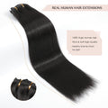 Sisily Clip in Hair Extensions Real Human Hair,14 Inch 130G, Natural Straight Human Hair Clip in Extensions for Black Woman, Soft Straight 7Pcs