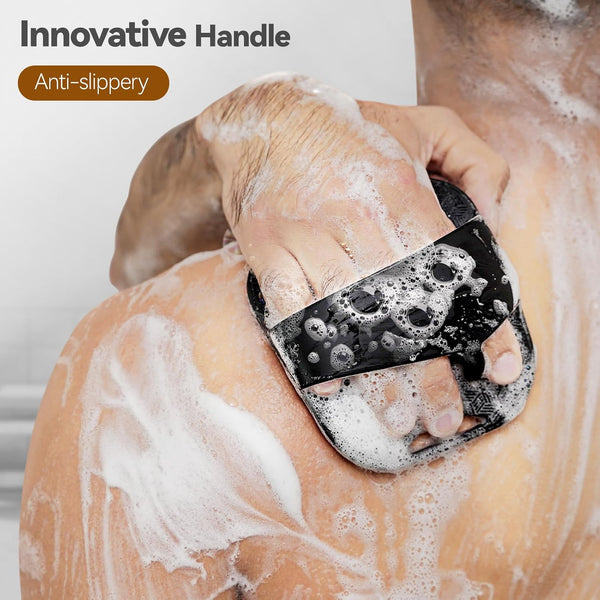 Zinc Infused Silicone Body Scrubber for Men, New Upgrade Deep Exfoliating Body Scrubber for Shower, Silicone Loofah Men for Sensitive Skin with