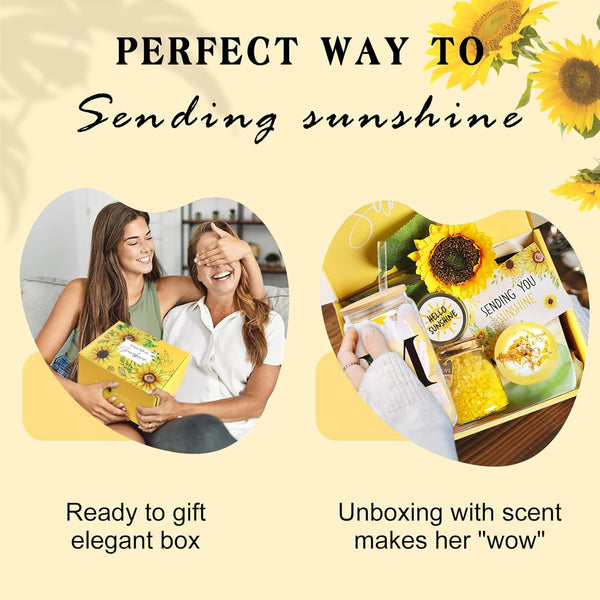 Sunflower Initial Gifts, Get Well Soon Gifts, Self Care Spa Birthday Gifts for Women Monogrammed Gifts, Sunshine Gift Baskets, Personalized Gifts, M