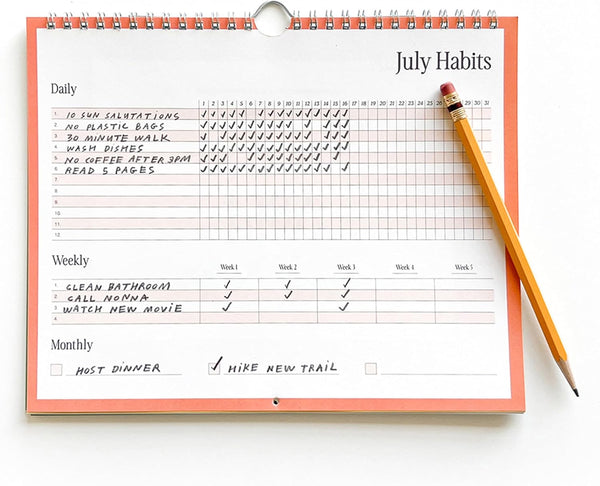 Habit Tracker Calendar & to Do List Planner, Spiral Bound Habit Tracker with Writable Goals, 12 Months Undated, 8"X10â