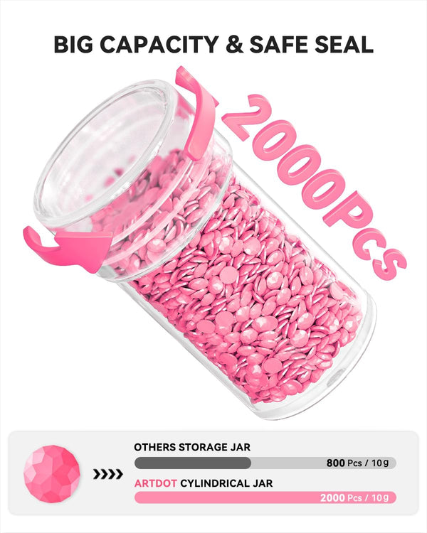 ARTDOT 60 Slots Storage Container for Diamond Art Kits for Adults,Portable Bead Storage Boxes for Diamond Painting Accessories and Tools(Pink)