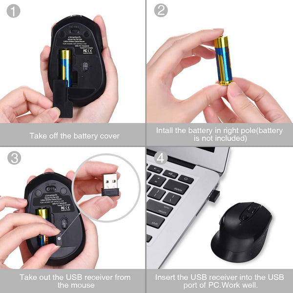 Cimetech Wireless Mouse, 2.4G Wireless Ergonomic Optical Mouse, Slim Silent Mouse with USB Receiver and 3 Adjustable DPI Cordless Computer Mouse