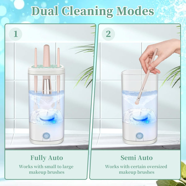 Electric Makeup Brush Cleaner Machine, Ultimate Efficient Automatic Cleaner for All Types of Makeup Brushes- Transparent