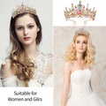 Velscrun Colourful Crystal Birthday Queen Tiara Crown for Women Girls Birthday Queen Headband Sash Elegant Princess Crown with Combs Hair