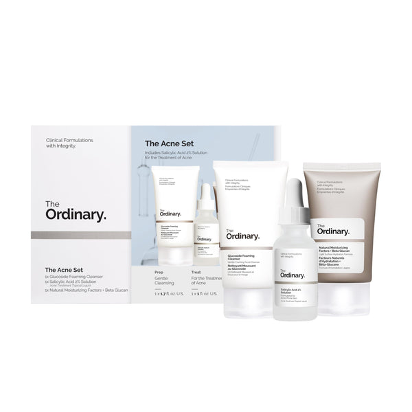 The Acne Set, 3-Step Skin Regimen with Glucoside Foaming Cleanser, Salicylic Acid 2% Solution, and Natural Moisturizing Factors + Beta Glucan |