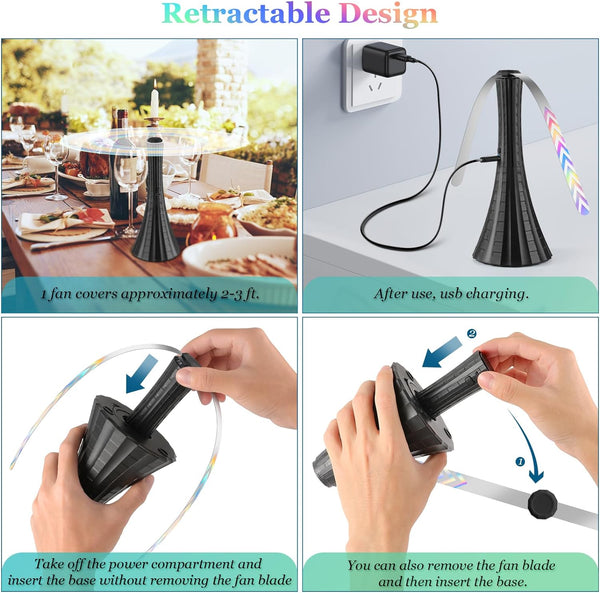 Fly Fans for Tables Rechargeable, 1800Mah Table Fans to Keep Flies Away by Soft Blades, Fly Repellent Outdoor Patio, Camping Picnic Essentials,