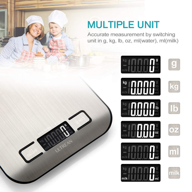 Ultrean Food Scale, Digital Kitchen Scale with LCD Display, Weight Grams and Ounces for Baking Cooking and Meal Prep, 6 