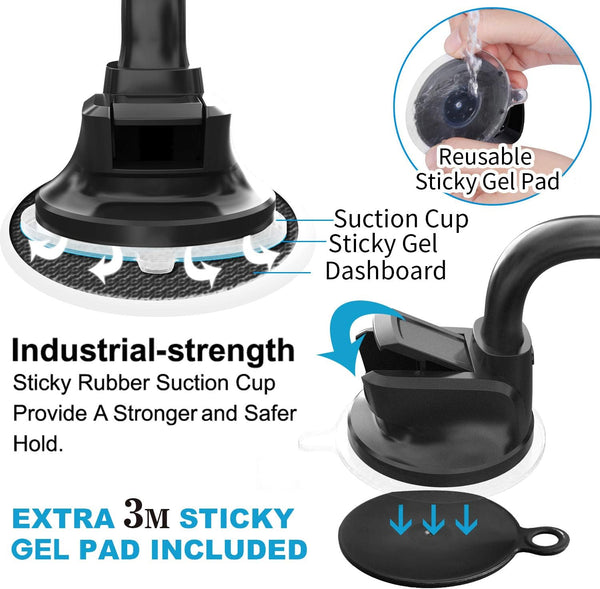 Apps2Car Magnetic Car Phone Holder Mount [6 Strong Magnets], Cell Phone Holder Car [Suction Cup], Phone Car Holder Mount [Windshield Dashboard]