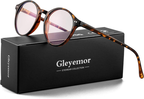 Gleyemor Blue Light Glasses for Men Women, Vintage round Frame Computer Eyeglasses